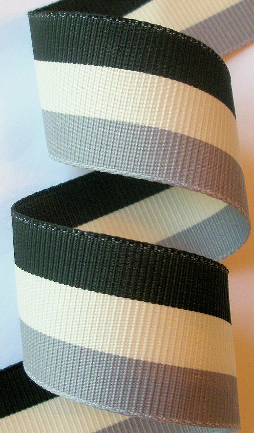 ggs265c 1 1/2" (5 yds) Black/Bone/Gray Striped